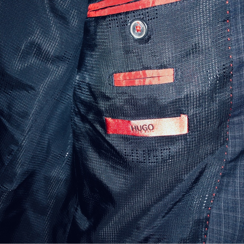 Hugo Boss Aeris $400 Trim Fit Check Sport Coat Black Blue Gray 100% Wool 40R - Picture 7 of 9